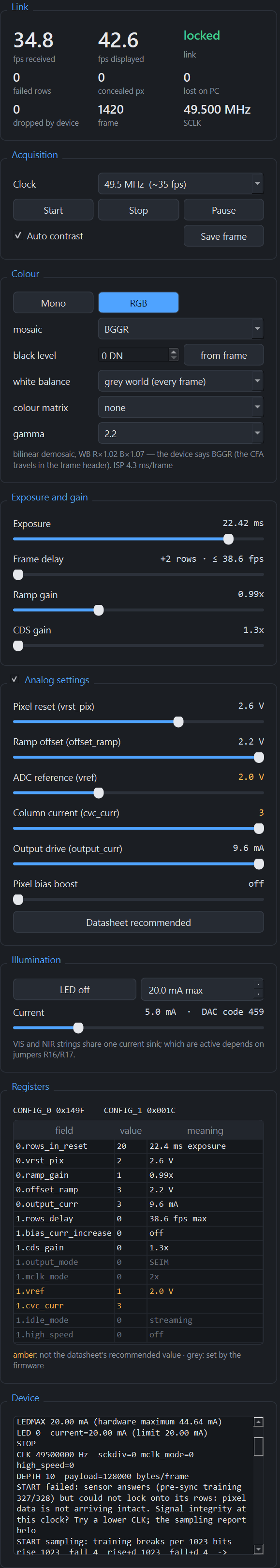 The whole control panel